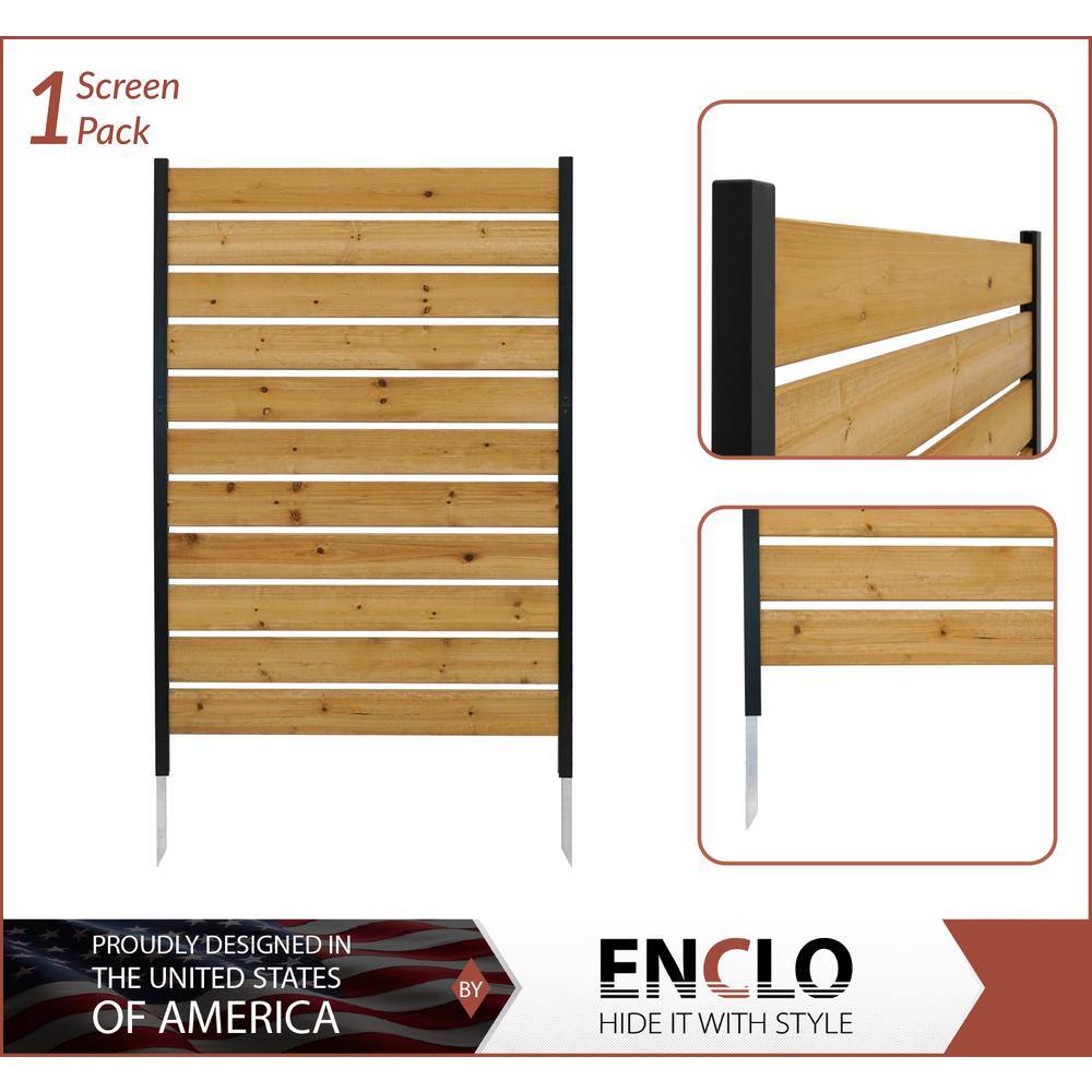 Enclo Privacy Screens Concord 5 ft. H x 3.2 ft. W Pressure Treated Cedar Wood Slatted Panel Flat Top Privacy Fence Screen 1 Panel EC18022