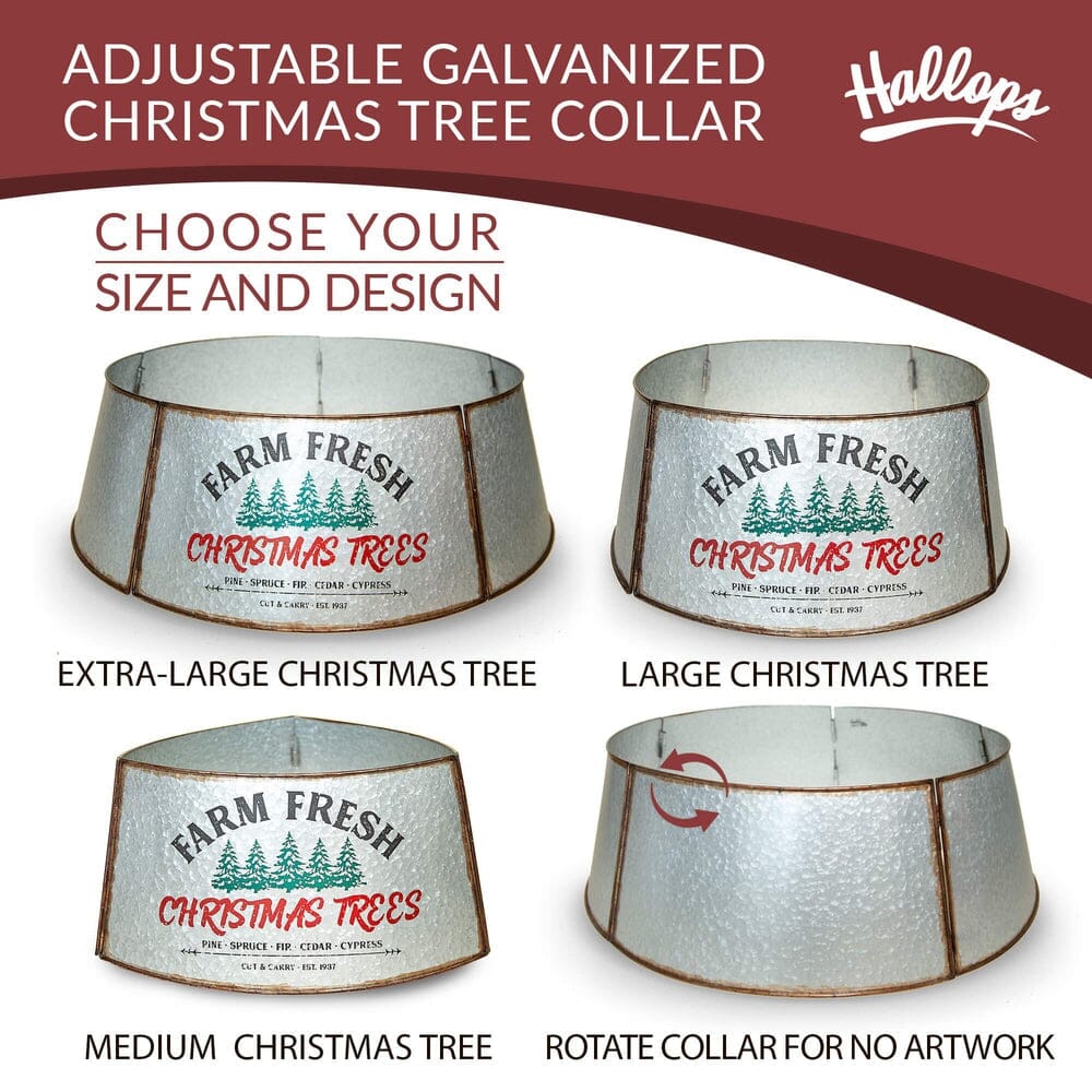 Galvanized Tree Collar - Large To Small Christmas Tree. Adjustable Metal Skirt