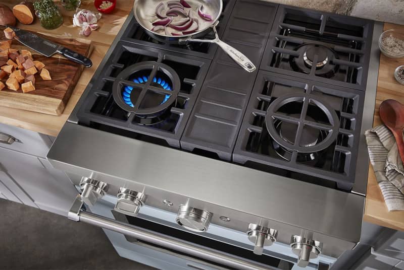 KitchenAid 30 Misty Blue Smart Commercial-Style Dual Fuel Range With 4 Burners