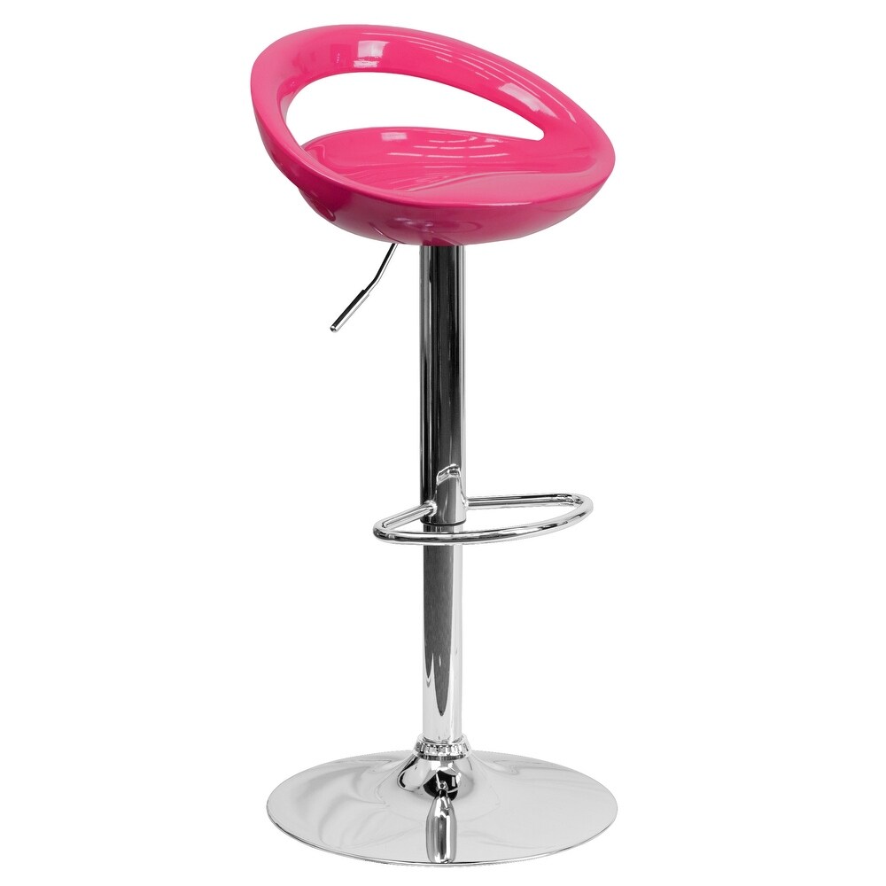 Plastic Rounded Cutout Back Adjustable Height Bar Stool   18.25\