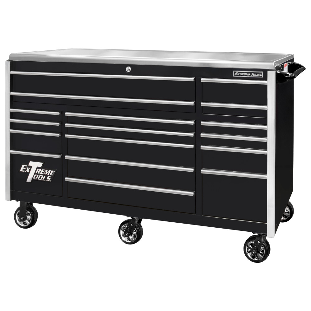 Extreme Tools 72 Black Roller Cabinet with Chrome