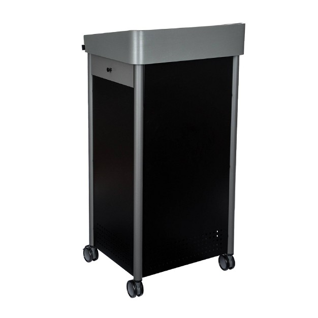 Greystone Lectern Lecture Podium Charcoal Slate Modern Design Multi media Presentation Ample Storage Mobile Casters Hampden Furnishings