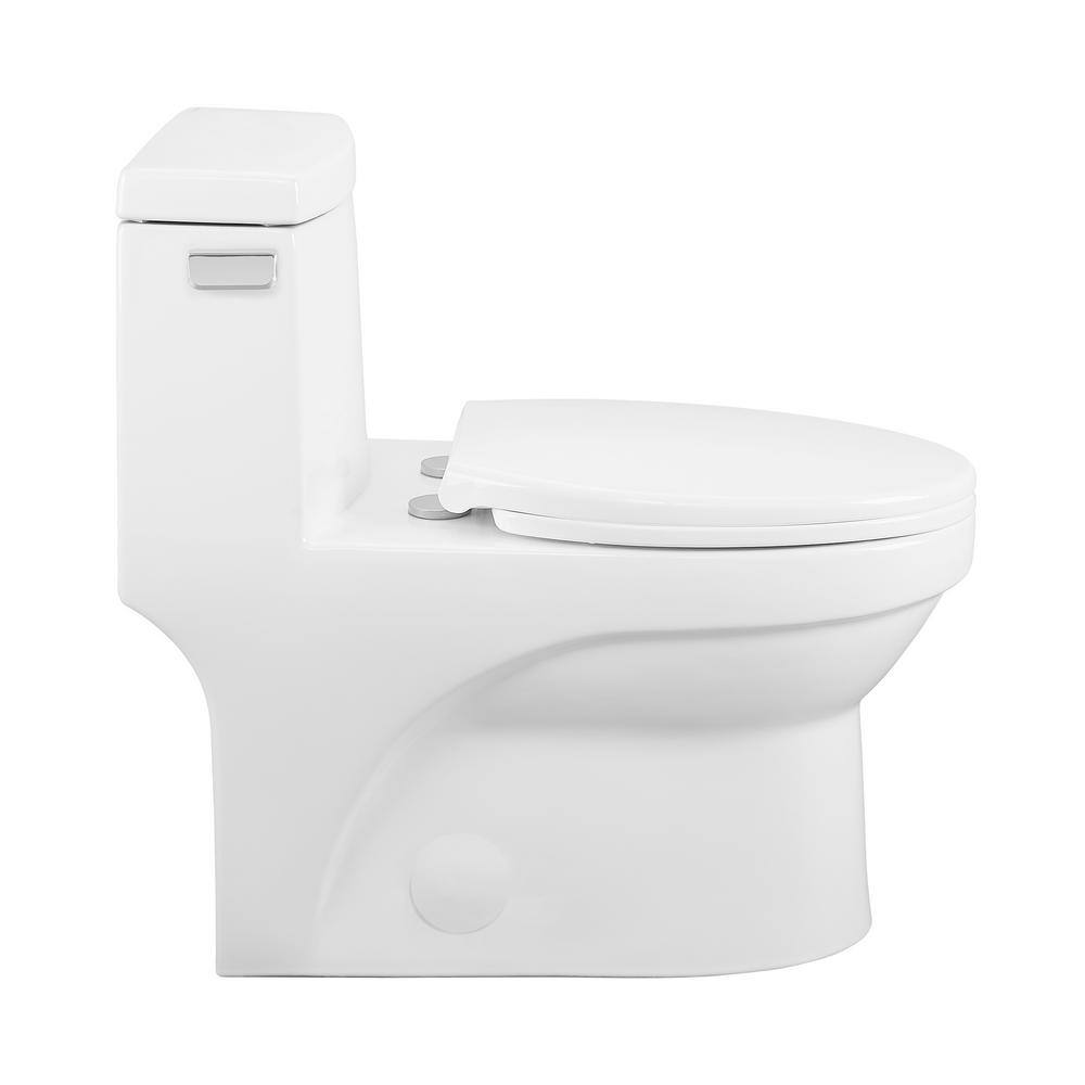 Swiss Madison Virage 1-Piece 1.28 GPF Single Flush Elongated Toilet in Glossy White Seat Included SM-1T123