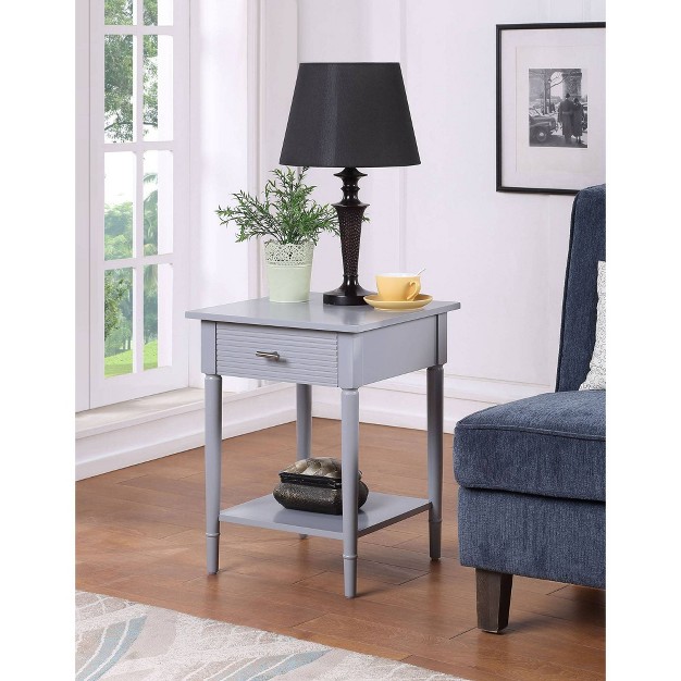 Amy 1 Drawer End Table With Shelf Gray Breighton Home