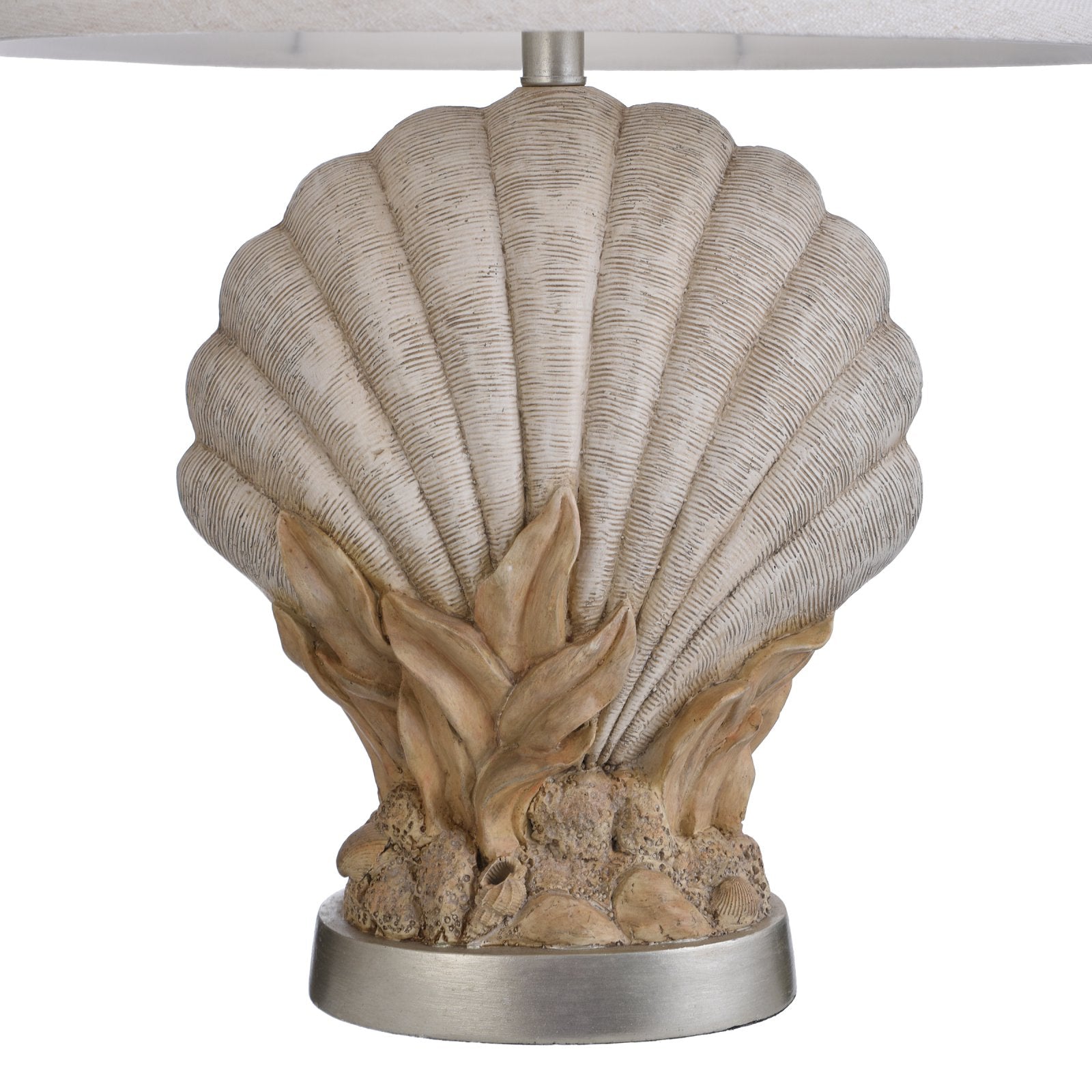 Avoca Beach Table Lamp - Sandstone Finish - White Softback Fabric Shade