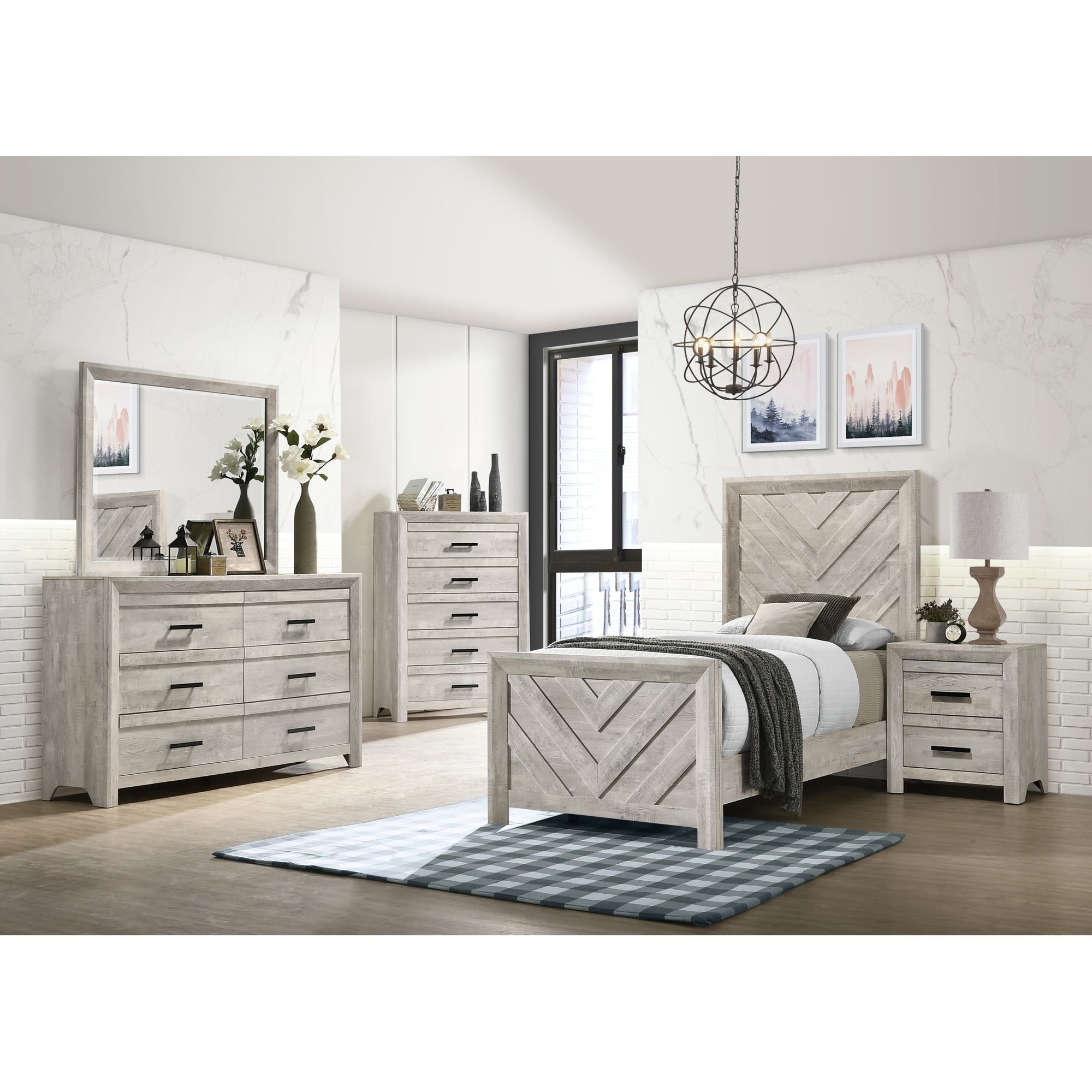 Picket House Furnishings Keely Twin Panel 5PC Bedroom Set in White - - 32303855