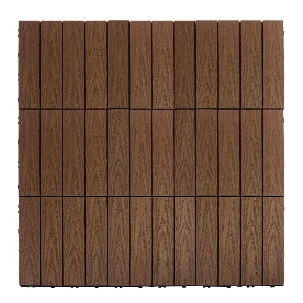 NewTechWood UltraShield Naturale 1 ft. x 1 ft. Quick Deck Outdoor Composite Deck Tile Sample in Brazilian Ipe US-QD-ZX-IP-S