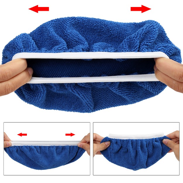 Unique Bargains Microfiber Car Polishing Waxing Bonnet Buffing Pad Cover Navy Blue 8 Pcs