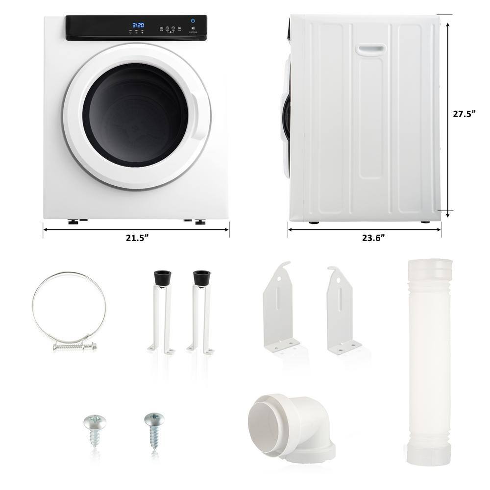 Aoibox 3.23 cu. ft. Vented Electric Laundry Dryer in White with 1500-Watt Front Load with Touch Screen Panel SNMX2597