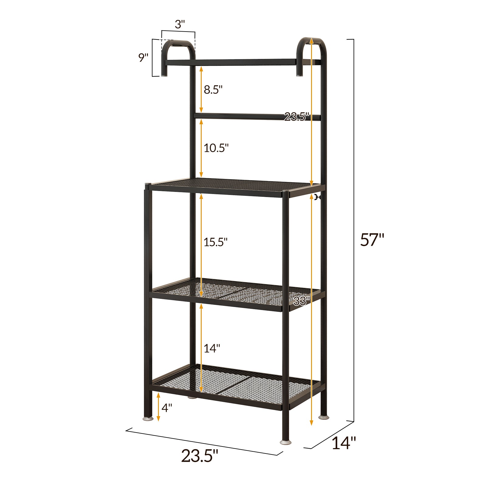 SalonMore 4-Tier Baker's Rack， Microwave Oven Stand Shelves， Kitchen Utility Storage Rack Shelf Organizer， Kitchen Island Cart， Black