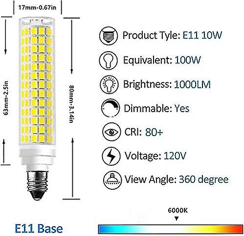 E11 Led Bulb Dimmable. 100w Halogen Bulbs Replacement E11 Jd T4 Mini Base 1000lm