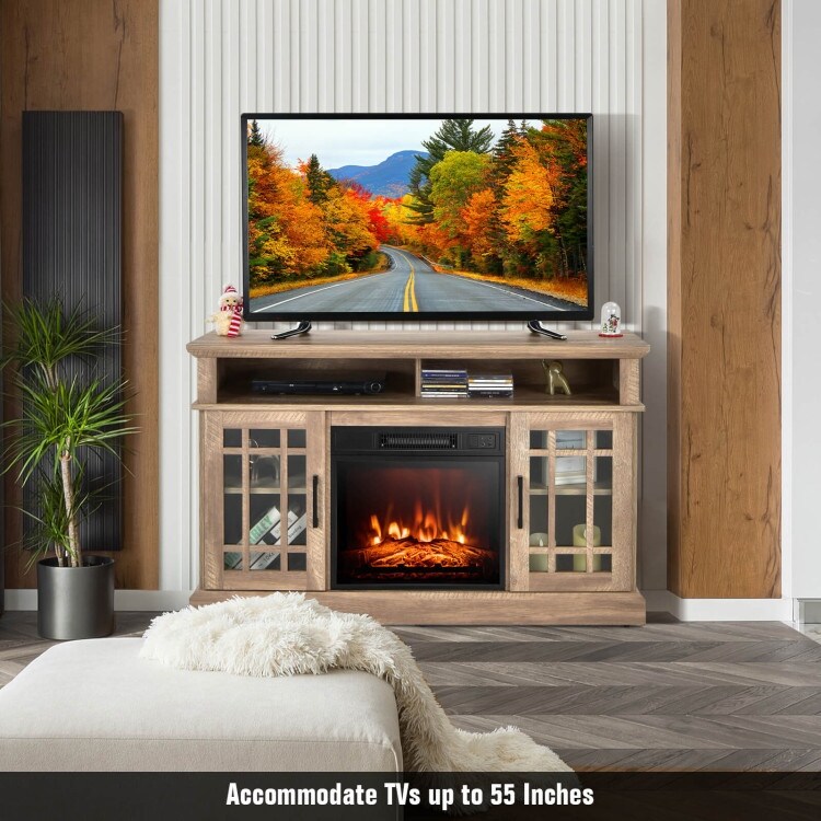 48 Inch Electric Fireplace TV Stand with Cabinets for TVs Up to 50 Inch   48\