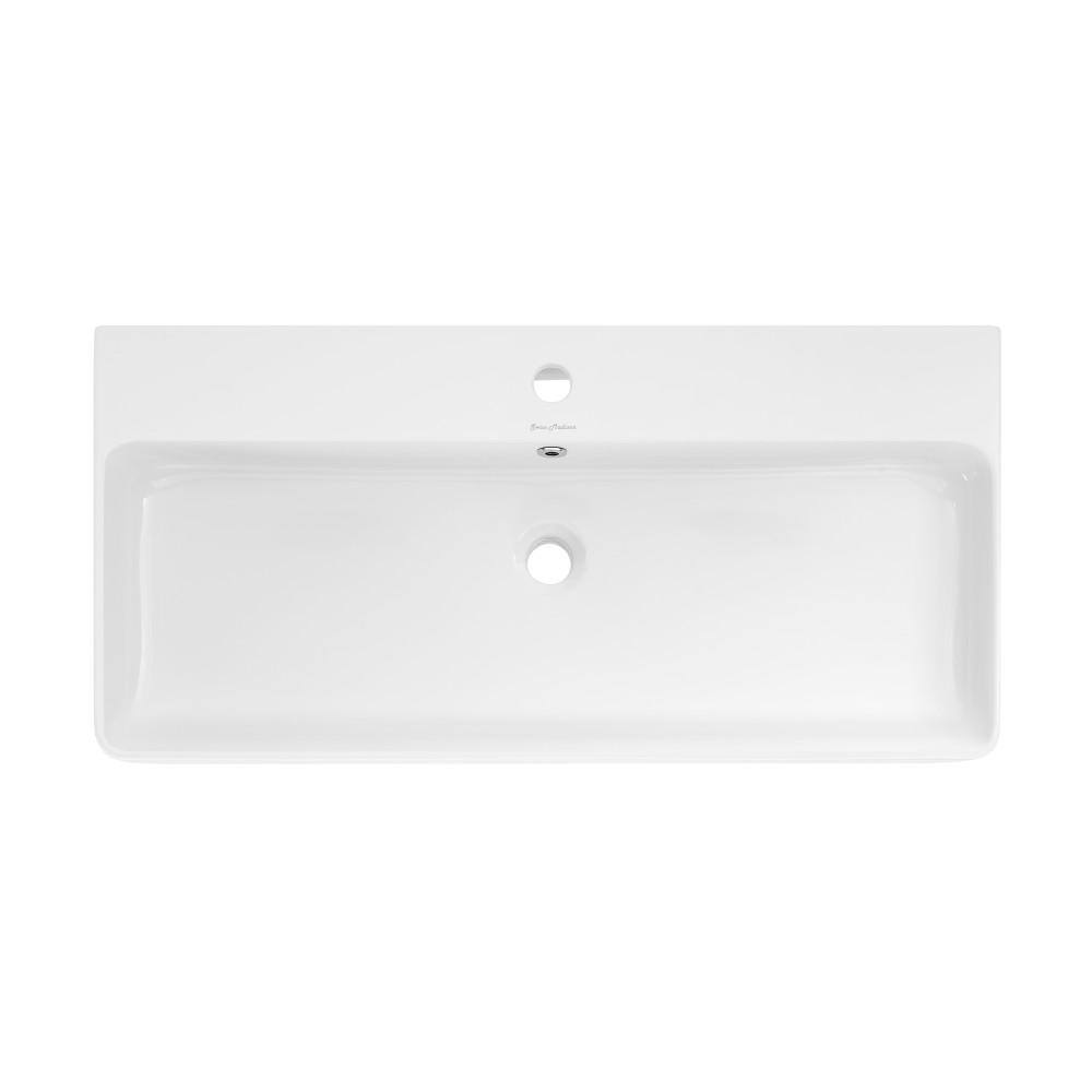 Swiss Madison Carre 36 in. Rectangle Wall Mount Bathroom Sink in Glossy White SM-WS334