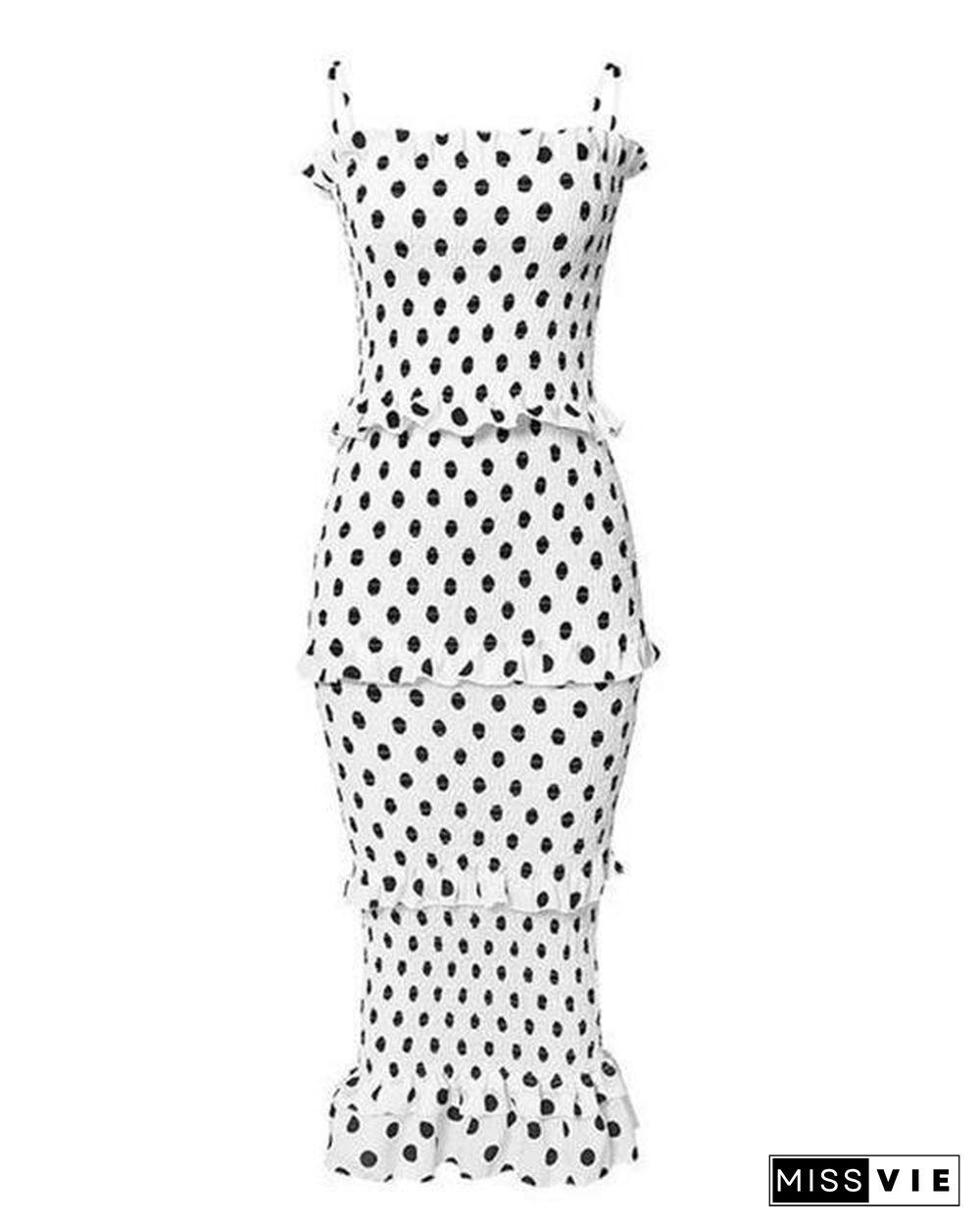 Women's Summer Polka Dot Print Party Midi Dress