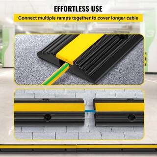 VEVOR 1-Channel Rubber Cable Protector Ramps 22046 lbs. Loading Cable Cable Wire Cord Cover Speed Bump (4-Pieces) 4JTDCGXB000000001V0