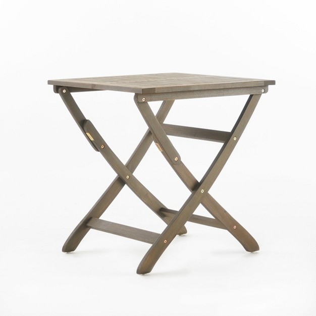 Positano Acacia Wood Foldable Square Bistro Table Gray Christopher Knight Home