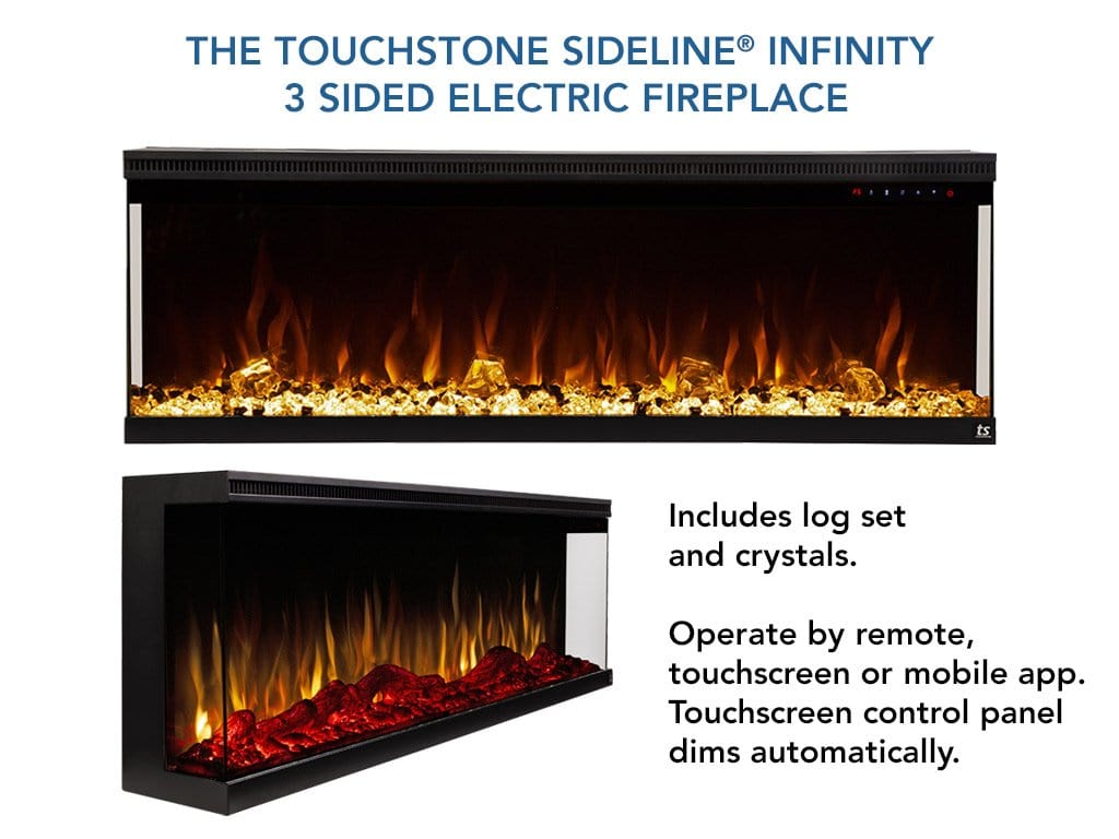 Sideline Infinity 3 Sided 50" WiFi Enabled Smart Recessed Electric Fireplace 80045 (Alexa/Google Compatible)