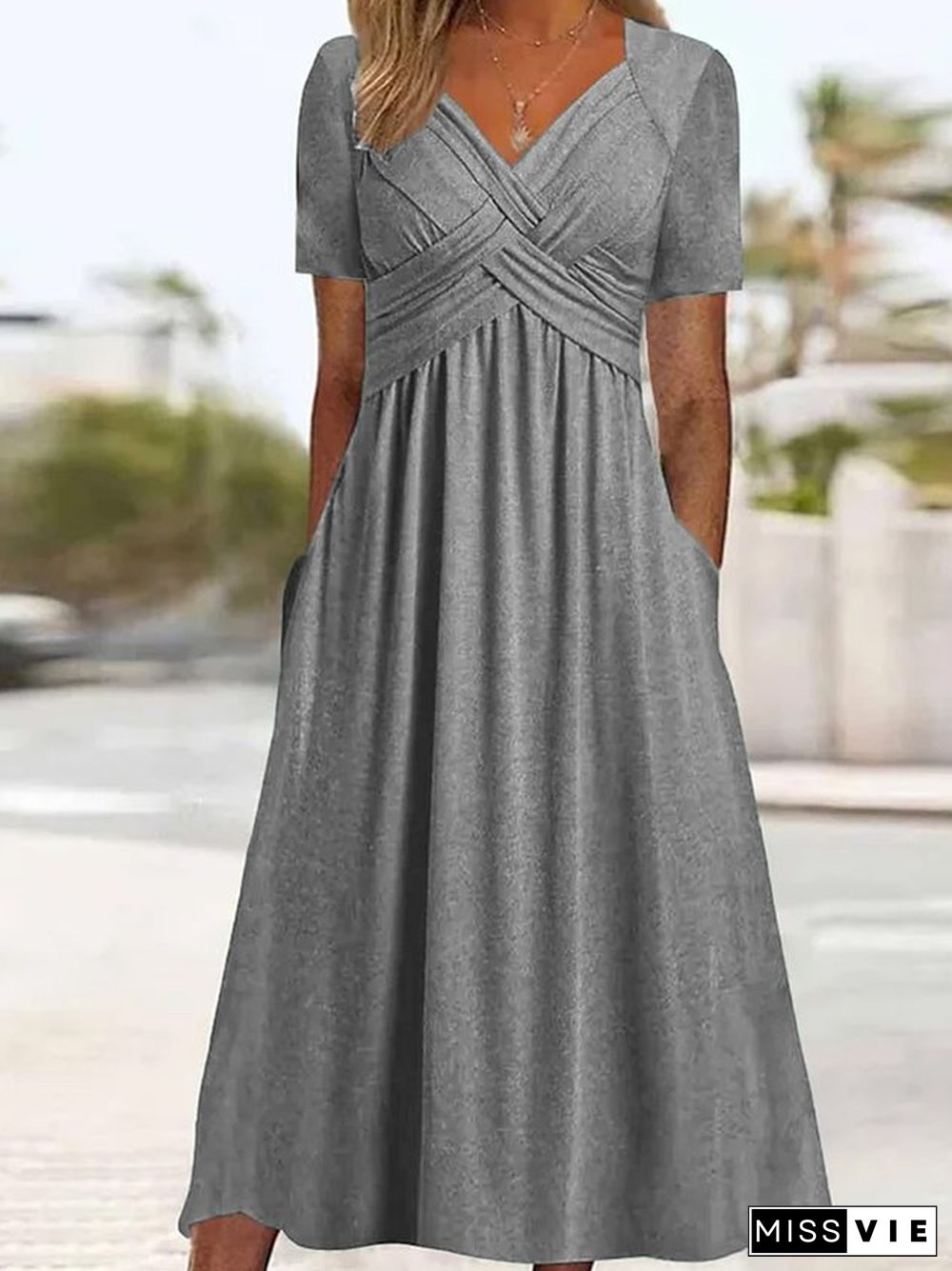 Plain Sweetheart Neckline Regular Fit Casual Dress