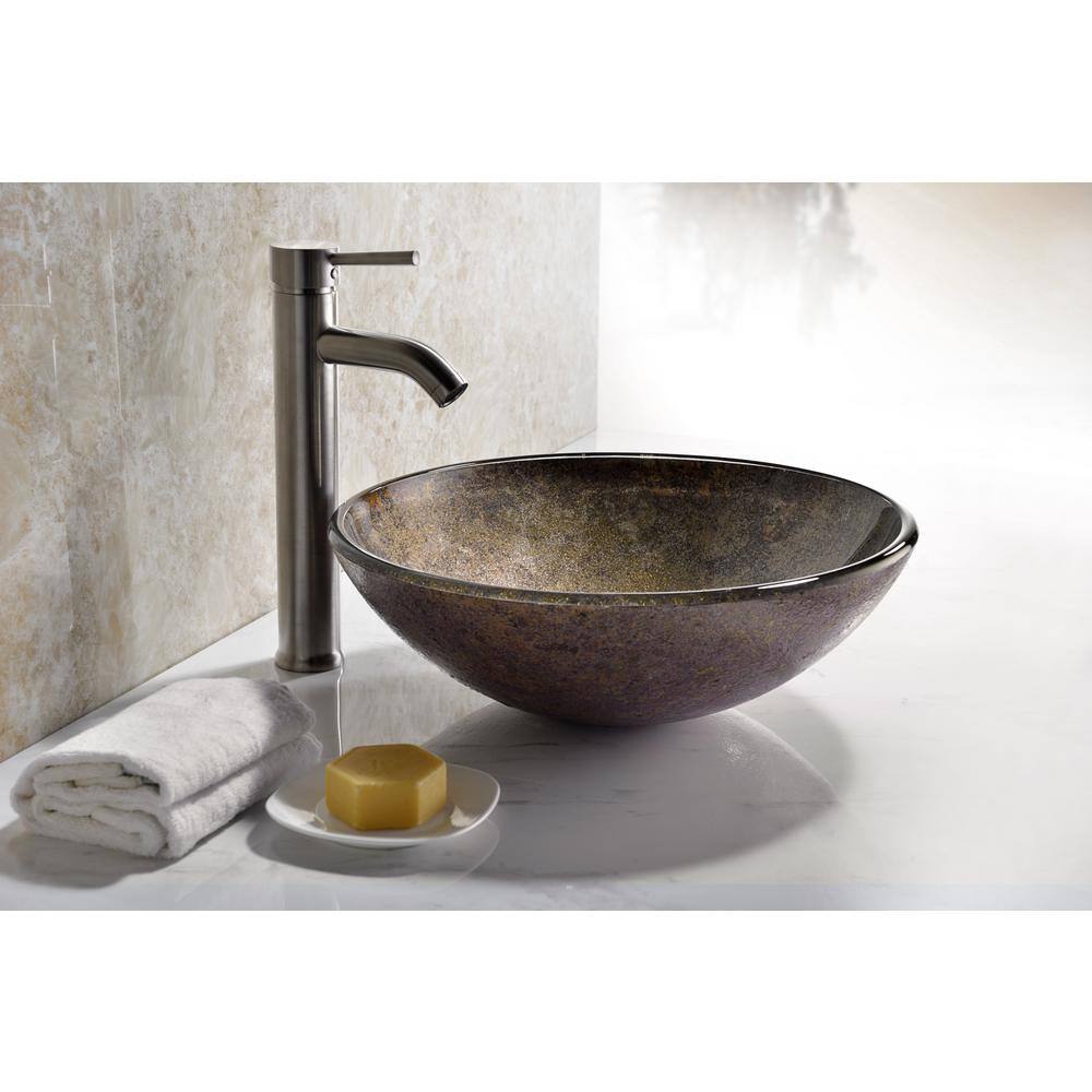 ANZZI Stellar Series Deco-Glass Round Vessel Sink in Stellar Burst LS-AZ173