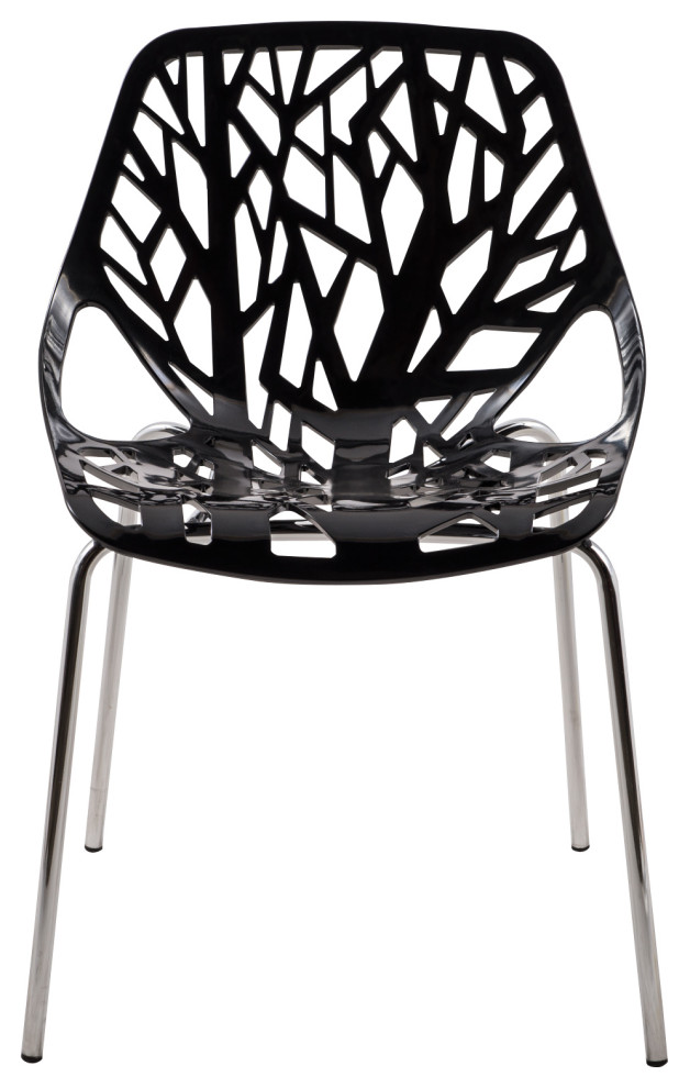 LeisureMod Modern Asbury Dining Chair With Chromed Legs  Set of 4 Black   Contemporary   Dining Chairs   by Uber Bazaar  Houzz