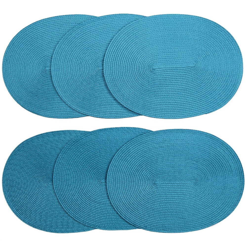 Blue Extra Thick Woven Trivet Oval Placemats Natural Cotton Hot Potholder Mat Heat Resistant   12\