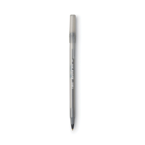 BIC Round Stic Xtra Life Stick Ballpoint Pen VP， 1mm， Black Ink， Smoke Barrel， 60/Box (GSM609BK)