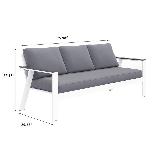 3-Person Patio Aluminum Sofa with Cushions - Overstock - 37843108