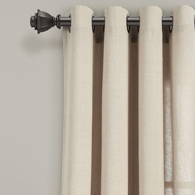 Lush Decor Faux Linen Grommet Window Curtain Set