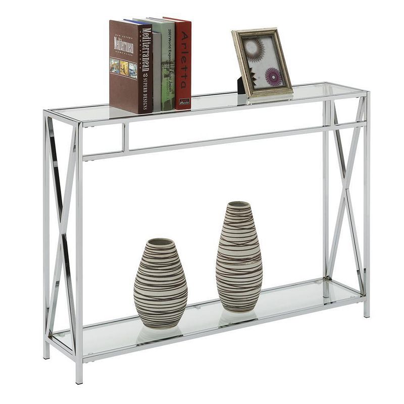 Convenience Concepts Oxford Chrome Console Table， Clear Glass Chrome