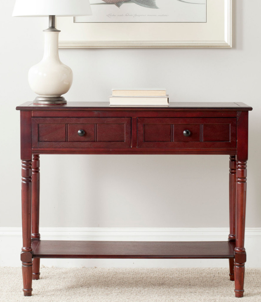 Gwen 2 Drawer Console Dark Cherry   Traditional   Console Tables   by AED Luxury Home Decor  Houzz