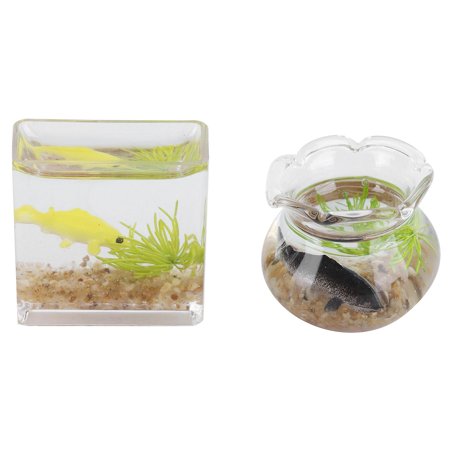 2pcs 1:12 Scale Simulation Miniature Fish Bowls Dollhouse Accessories Fish Tanks