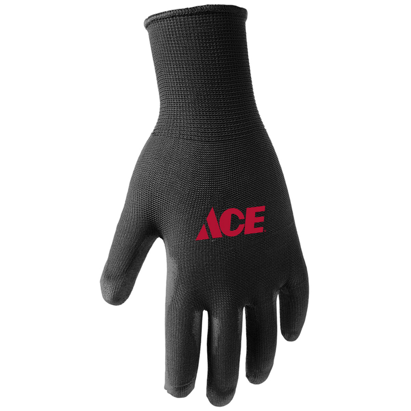 Ace Men\u0027s Indoor/Outdoor Coated Work Gloves Black M 1 pair