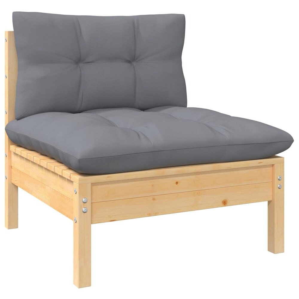vidaXL Solid Pinewood Patio Lounge Set 8 Piece with Cushions Multi Colors