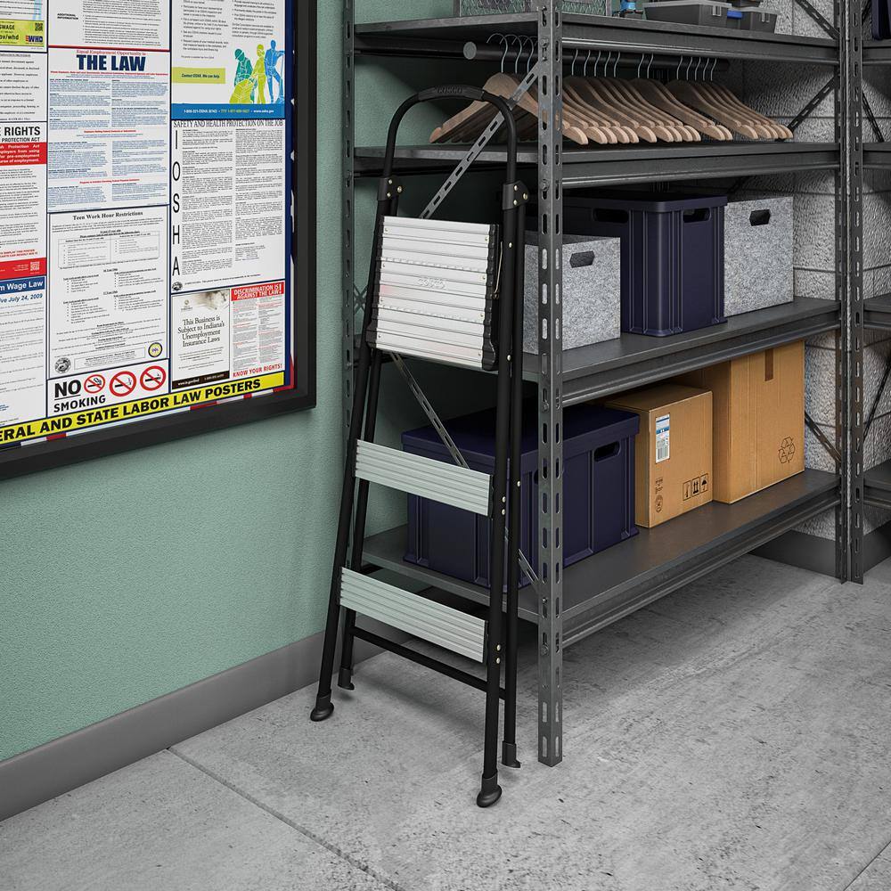Cosco 3-Step Folding Step Stool with Rubber Hand Grip 11425ABK1E