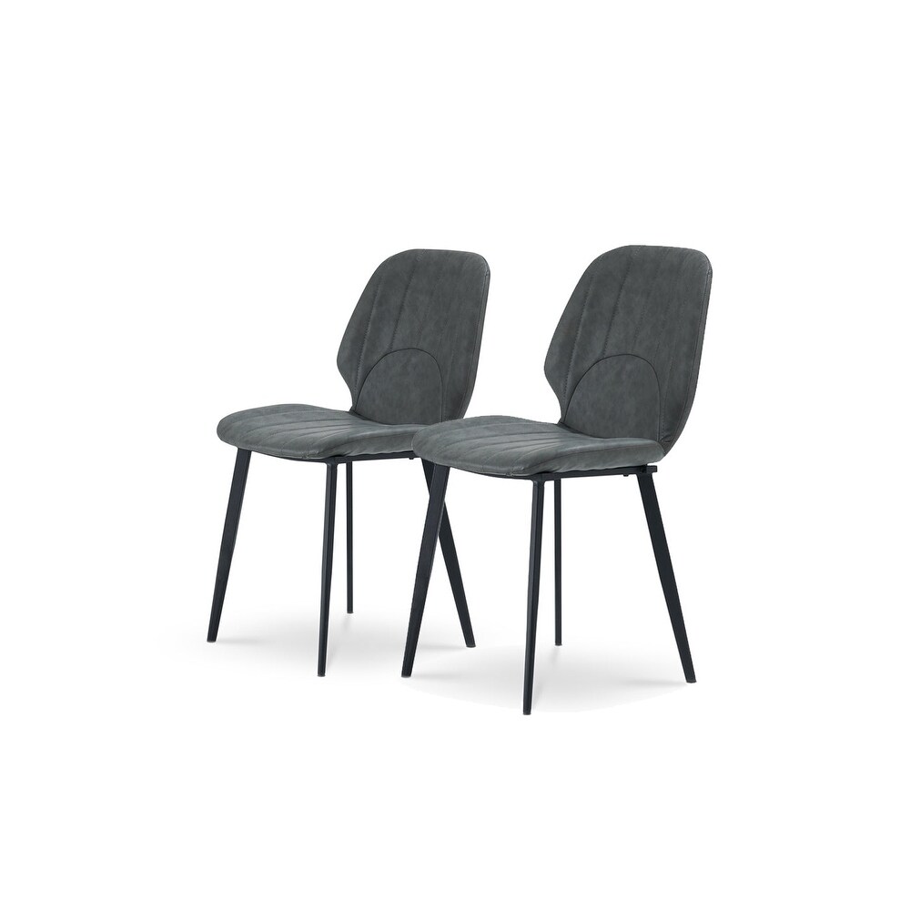 Set of 2 Leather Upholstered Dining Chairs