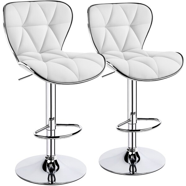 Yaheetech 2pcs Adjustable Chair Bar PU Leather Swivel Bar Stools