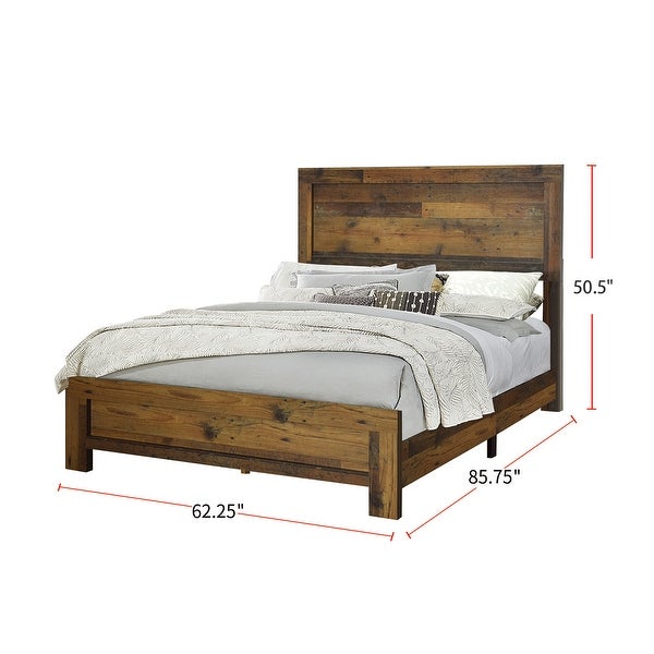 Wooden Queen King Bedroom Set in Rustic Pine - - 36135667