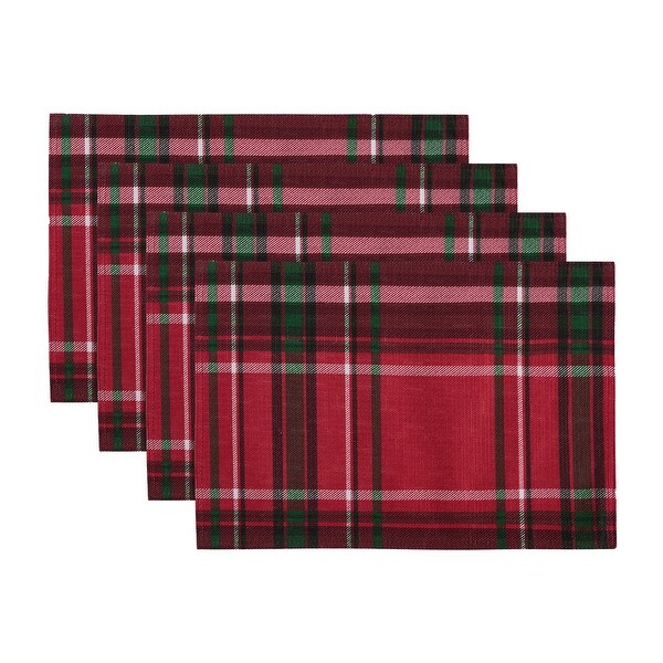 Pocono Plaid Holiday Fabric Placemats，Set of 4