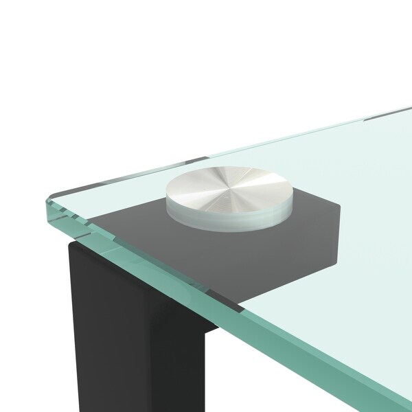 Two Layers Glass Side Table with Glass Tabletop and Metal Legs