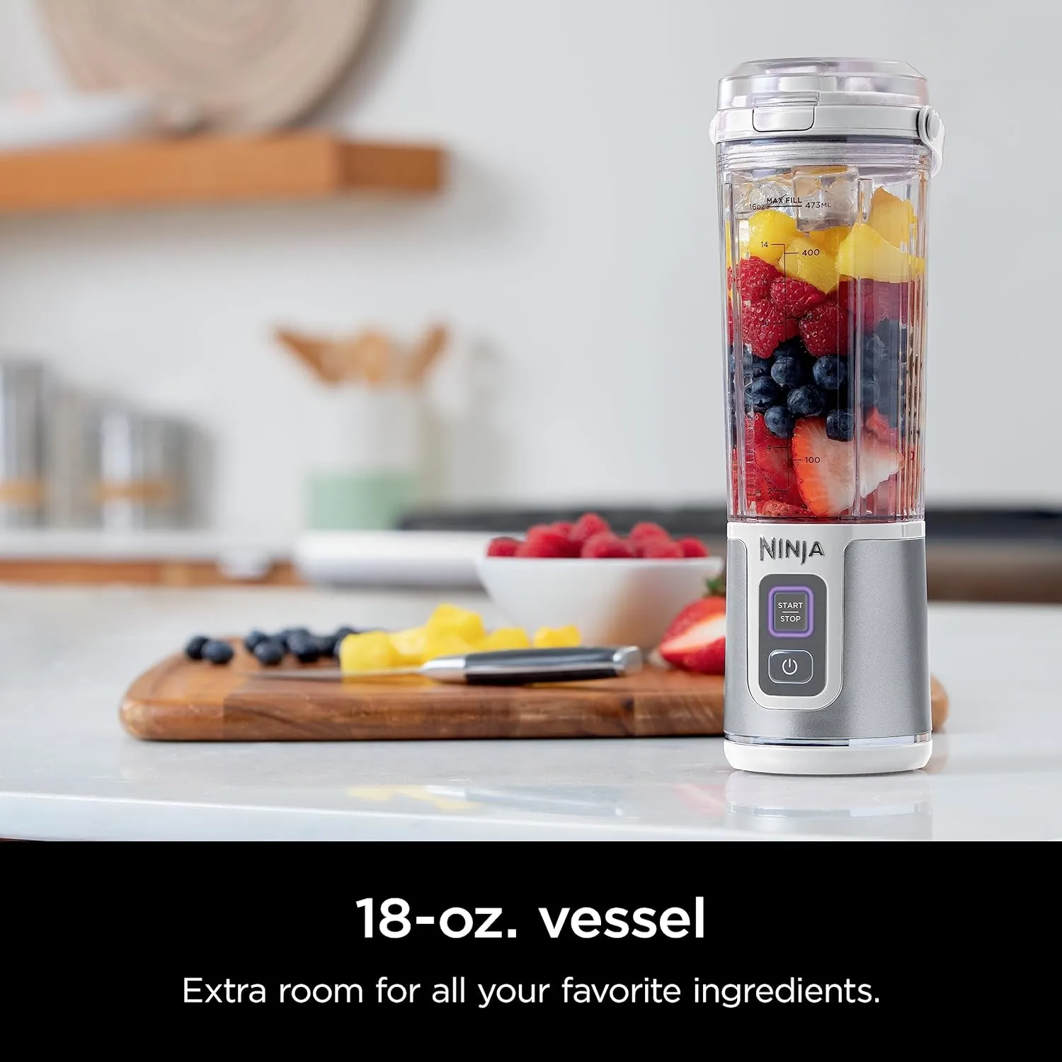 Ninja BC51NV Blast Portable Blender, Cordless, 18oz. Vessel, Personal Blender-for Shakes & Smoothies, BPA Free, Leakproof-Lid & Sip Spout, USB-C Rechargeable, Dishwasher Safe Parts, Denim Blue