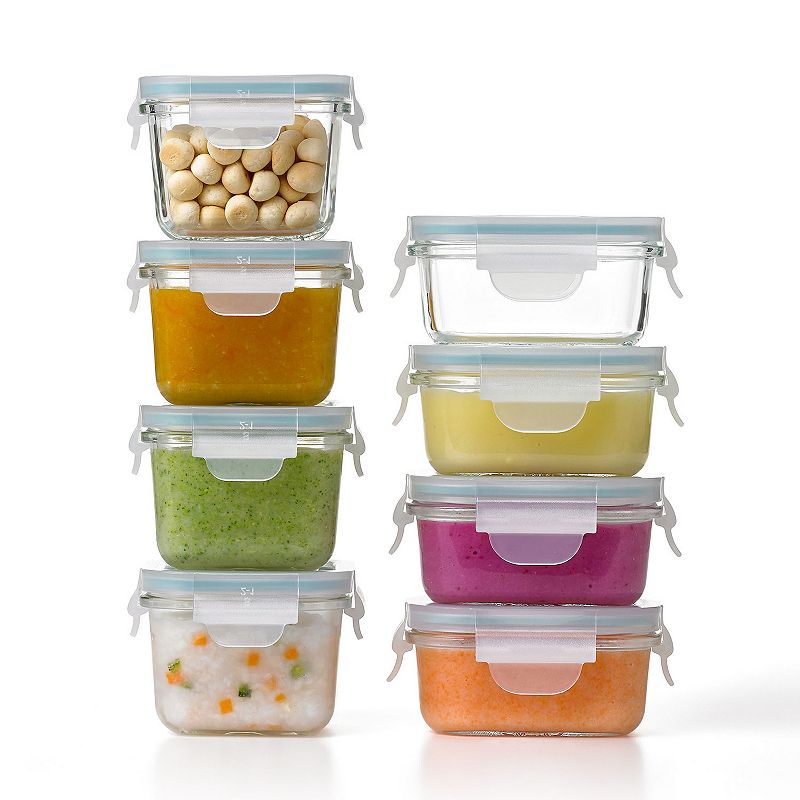 Glasslock Mini 5 and 7 Ounce Tempered Glass Food Storage Container Set， 8 Pieces