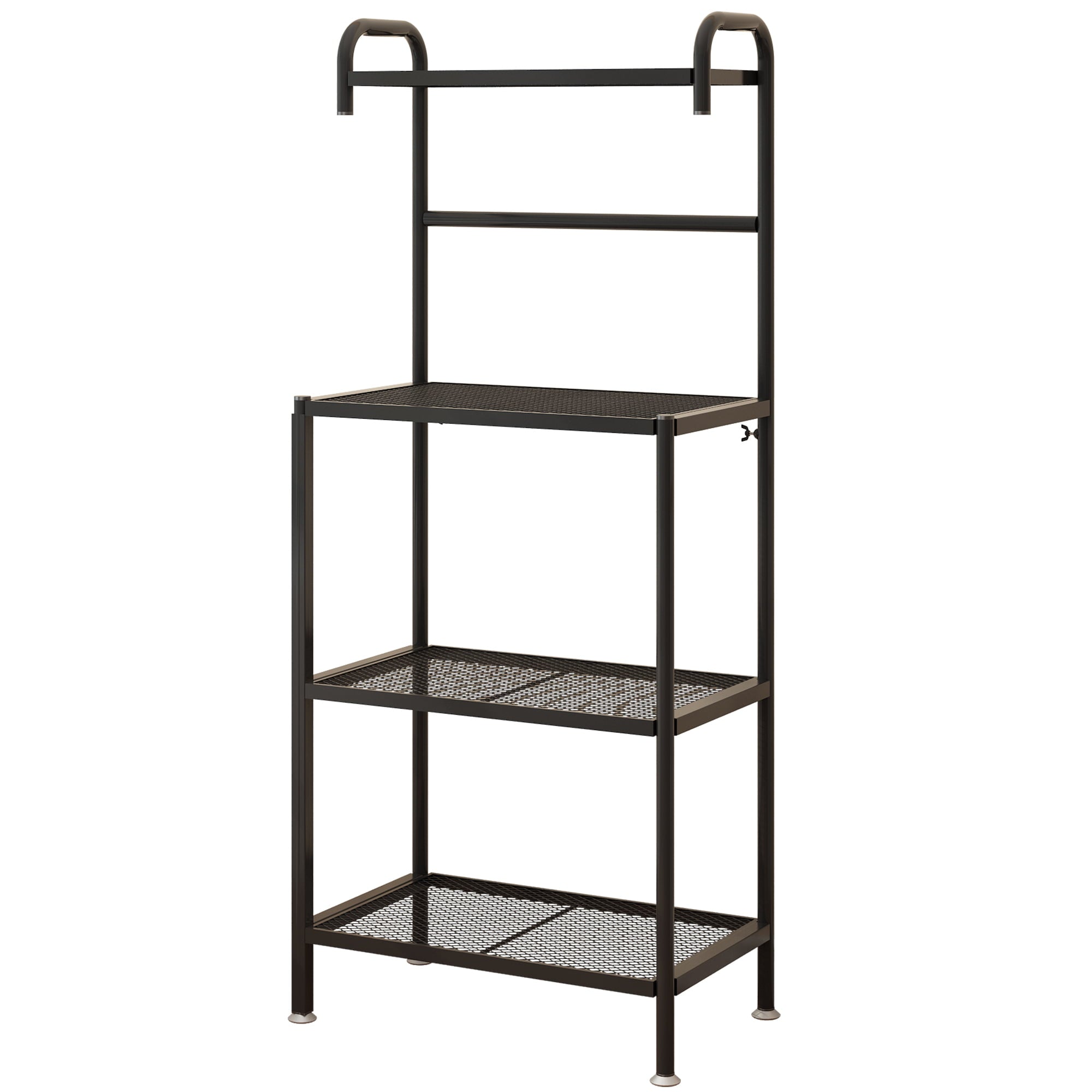 Ktaxon 4 Layers Baker's Rack Microwave Oven Stand Free Standing Kitchen Utility Storage Shelving Organizer， Kitchen Island Cart， Coffee Bar Table， Black