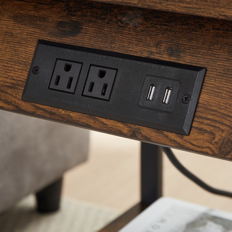 Side Table with Charging End Tables Set of 2 with USB Ports   Sockets