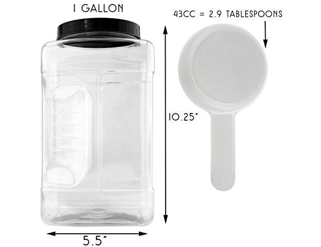 Cornucopia Brands Square Gallon Size Clear Plastic Canisters 2pk 4qt Jar Grip Containers W Plastic Scoops Bpa free