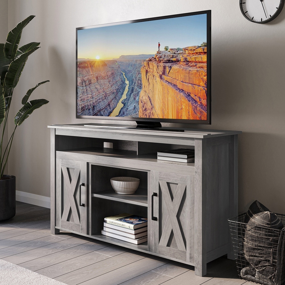 BELLEZE Corin Barn Door Wood TV Stand for TVs up to 55\