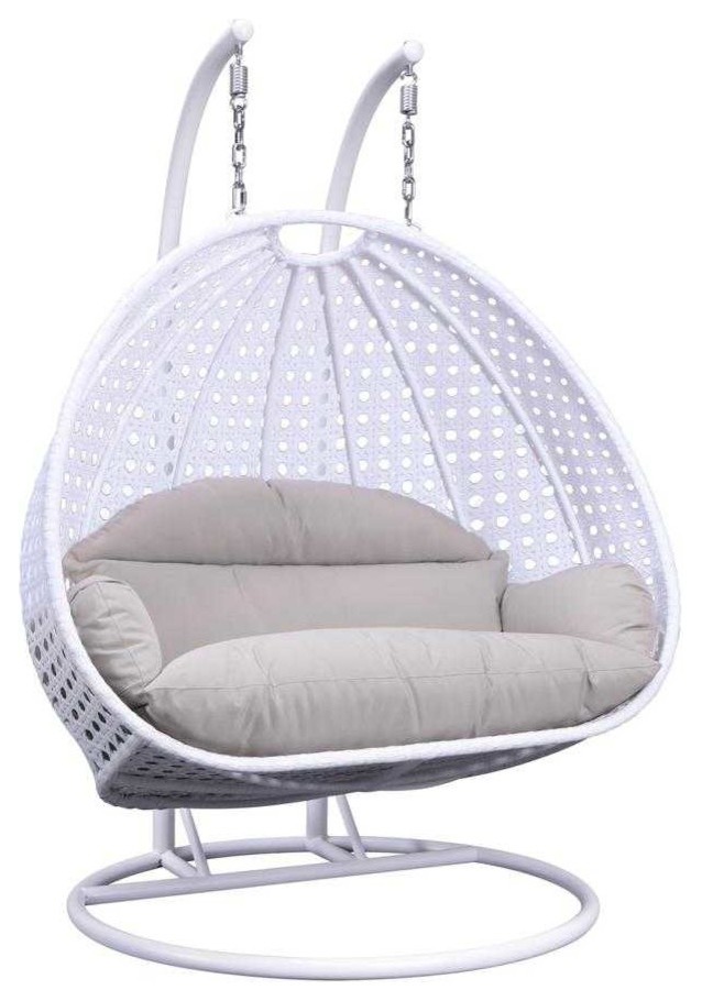 LeisureMod Modern 2 Person Wicker Double Hanging Egg Swing Chair   Midcentury   Hammocks And Swing Chairs   by LeisureMod  Houzz