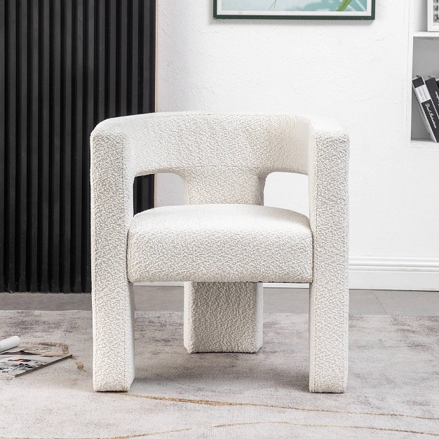 Wide Boucle Upholstered Square Armchair Kinwell