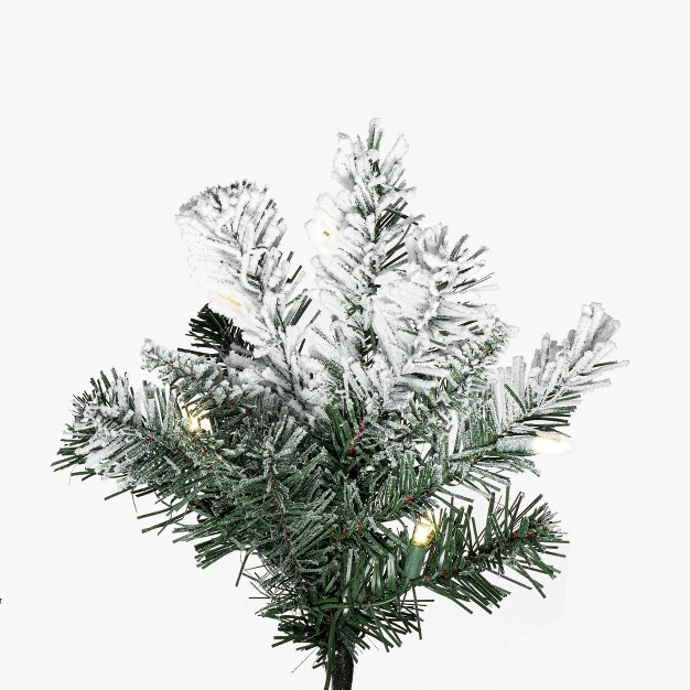 Frosted Glacier Pine Artificial Christmas Tree With Warm White Mini Lights.