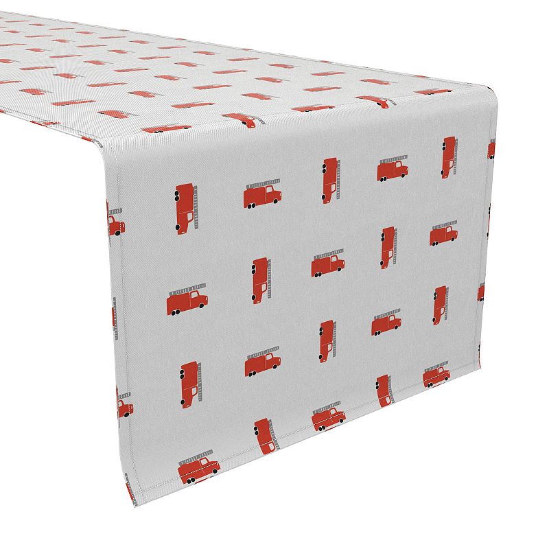 Table Runner， 100% Cotton， 16x108， Fire Engine Pattern