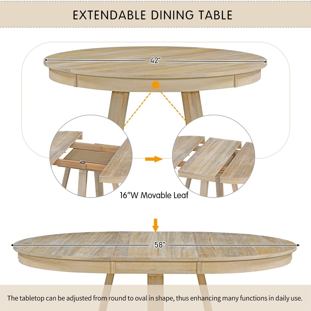 5 Piece Retro Functional Dining Set  Round Table with a 16\